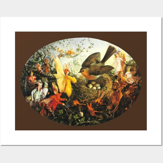 COCK ROBIN DEFENDING HIS NEST FROM FAIRIES IN WOODLAND Wall Art by BulganLumini